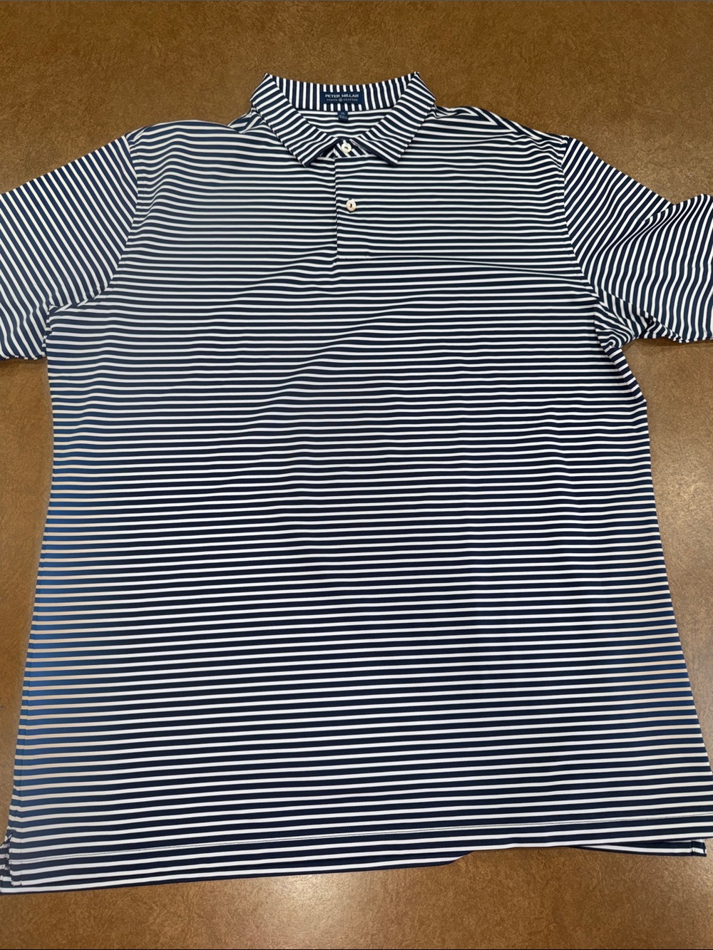 Peter Millar Crown Crafty Navy & White Striped Polo Shirt•Like • NEW Lightweight